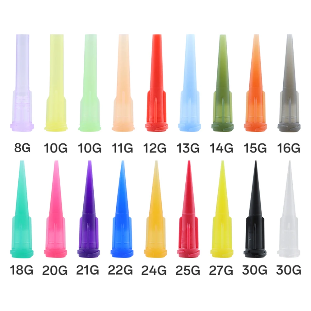 100pcs 10-30G 30mm TT Plastic Tapered Pinhead Liquid Dispenser Needles Tip Plastic Glue Needle, for Refilling Glue Fluid