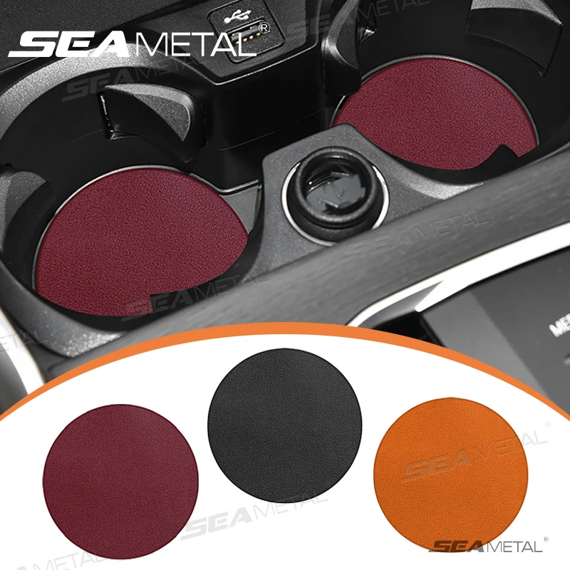 SEAMETAL Microfiber Leather Coaster Car Water Cup Coaster Anti-noise Water Cup Cushion For Office Home Vehicle Insulation Mats