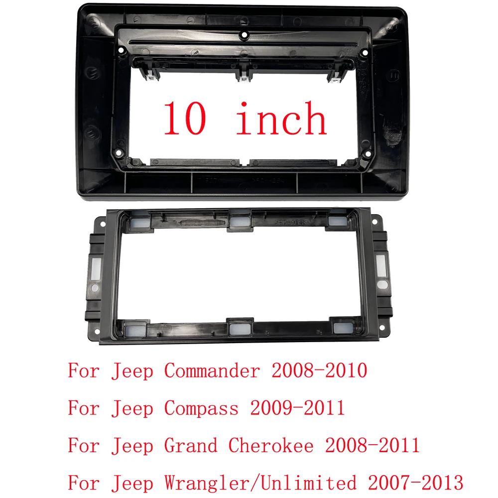 Car Android Radio Frame For Jeep Commander Compass Grand Cherokee Wrangler/Unlimited 10 inch Stereo Panel Harness Wire