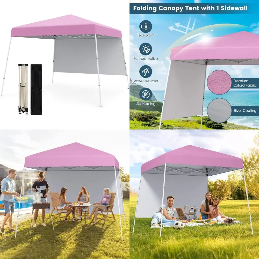 

Сверхмощная портативная уличная палатка с навесом и боковой стенкой, простая установка, защита от солнца UPF 50+, рюкзак в комплекте, 10x10 футов, 4 стока