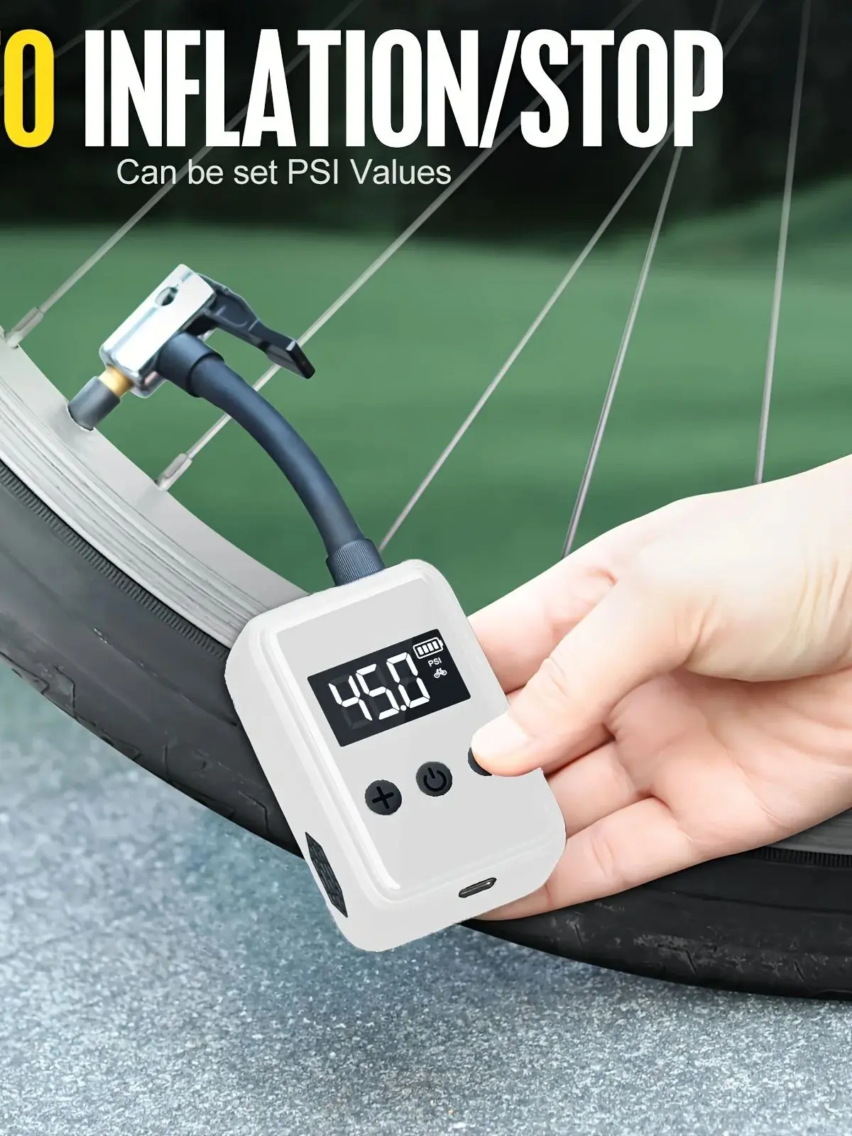 AliExpress Bike Pump Electric Portable Bicycle Pump, 120 PSI Mini Tire Pump with Digital PSI Pressure Gauge