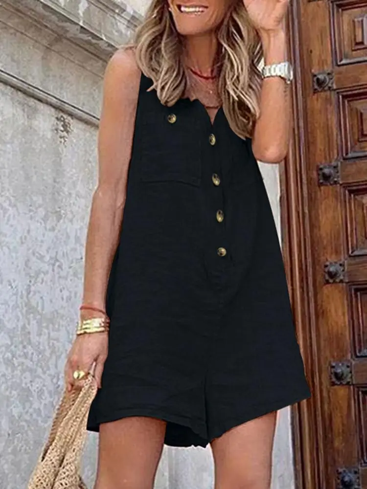 Womens One Piece Shorts Oversized Short Jumpsuit Women Loose Harajuku Overalls Jumpsuits Casual Sleeveless Rompers 2023 Summer