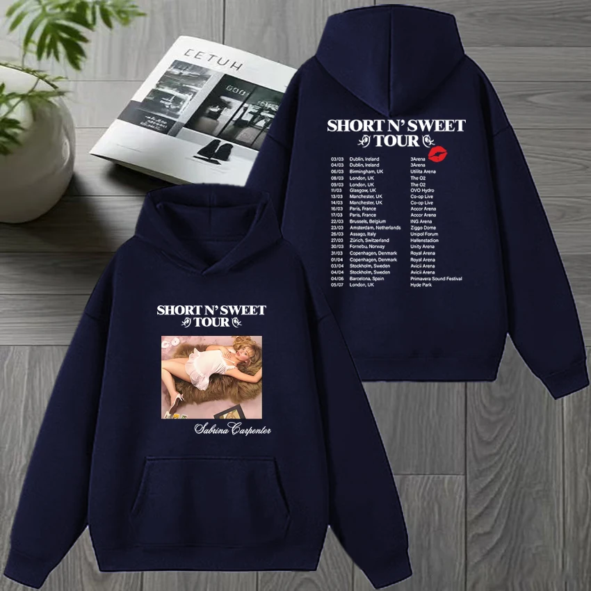 سابرينا كاربنتر 2025 جولة أوروبية مزدوجة الوجهين مطبوعة الشتاء هوديي الرجال النساء موضة Y2k البلوز للجنسين بلوزة من الصوف