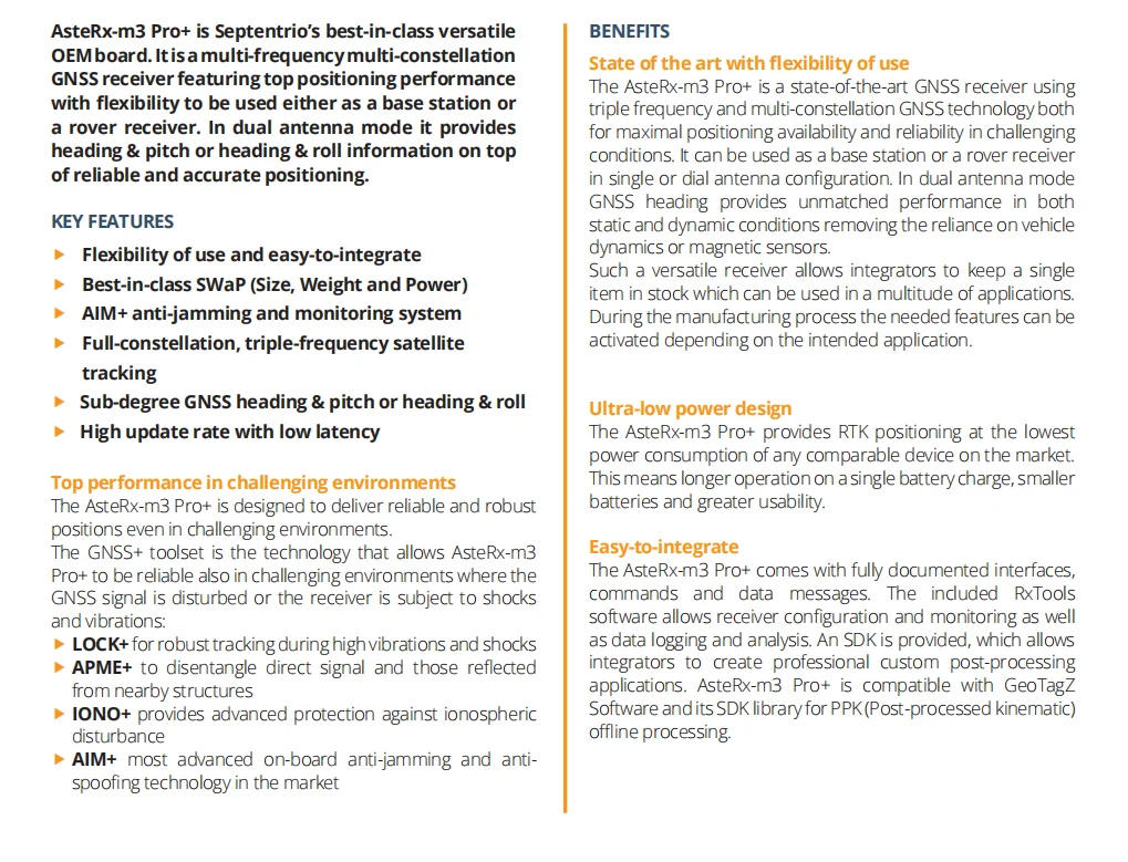 Septentrio AsteRx-M3 Pro+ Receptor GNSS multifrequência de antena dupla mais recente em classe