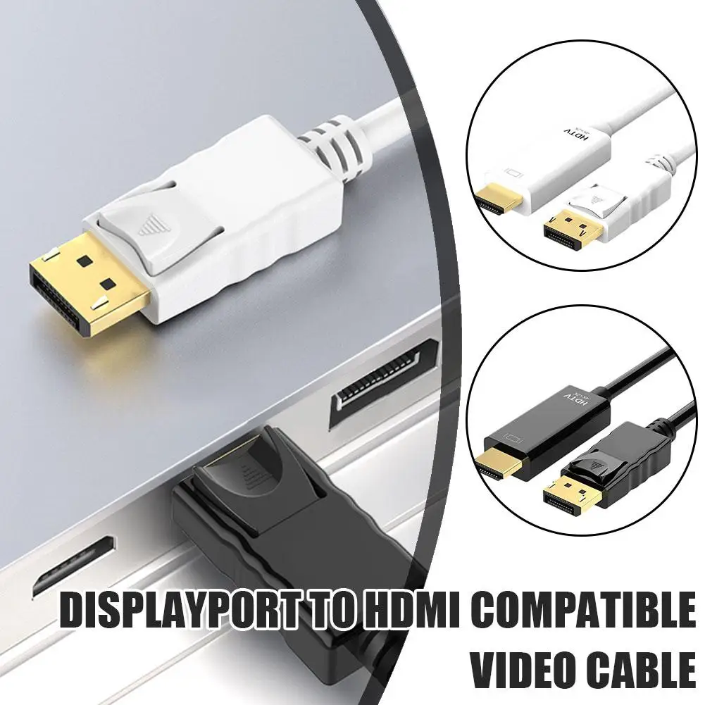 

Displayport To Hdmi Compatible Video Cable For Laptop Projector 4K Video Audio Converter Adapter F8X0