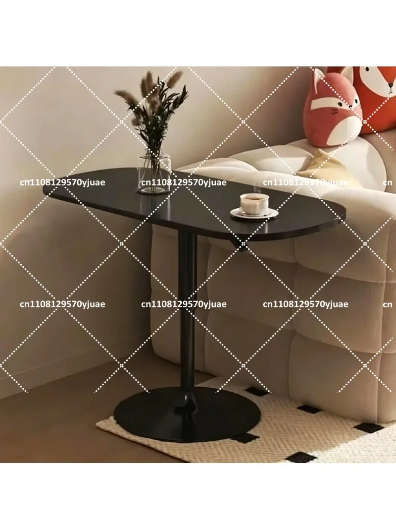 Adjustable Height Rolling Side Table with Marble Top for Living Room Sofa Laptop Use Space Saver
