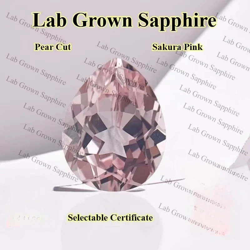 Birnenförmiger im Labor gezüchteter Saphir Sakura Pink Edelstein – Detail 3