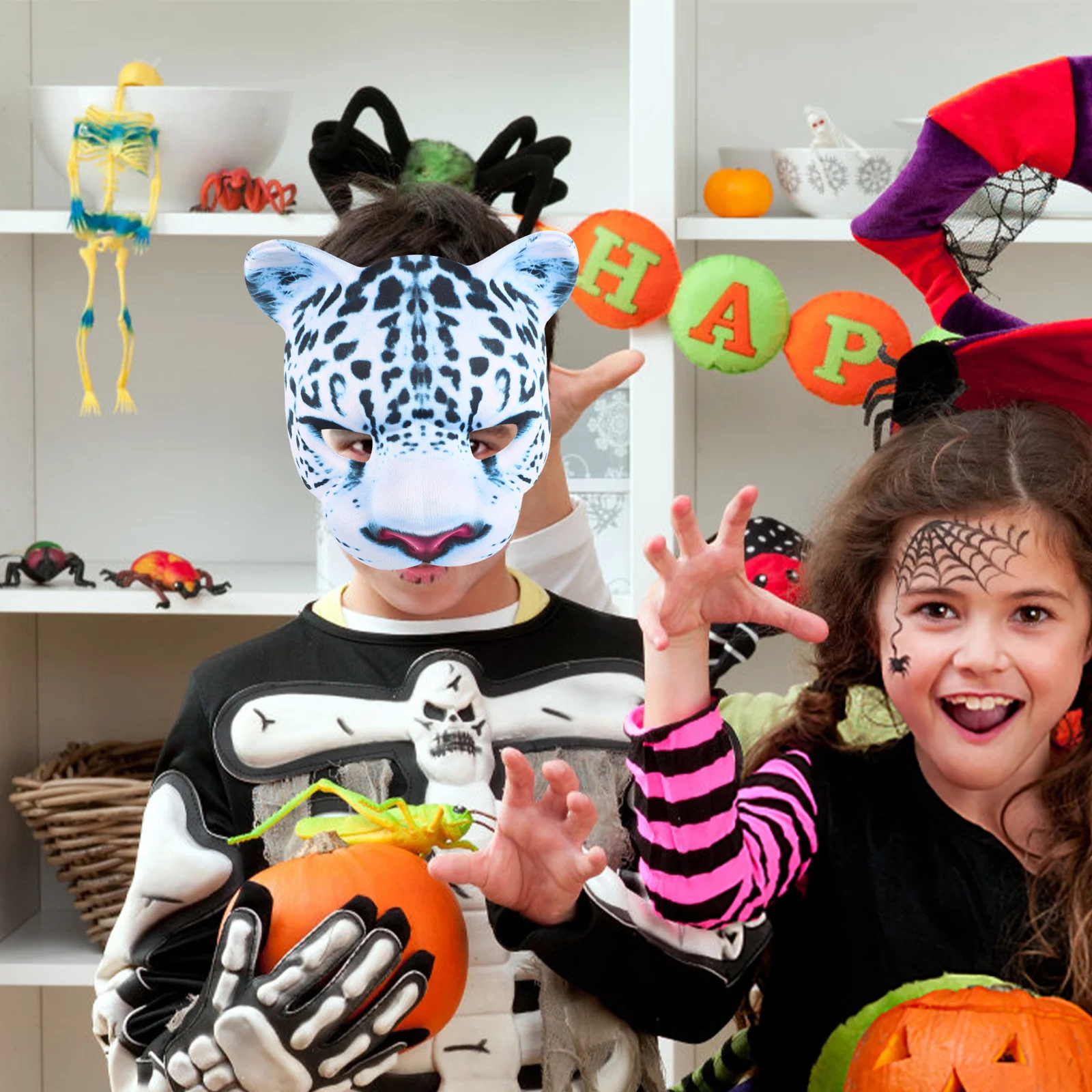 Funny Animal Snow Leopard Half Face Mask EVA for Halloween Carnival Party Masquerade Easter Cosplay Costume 1 Piece