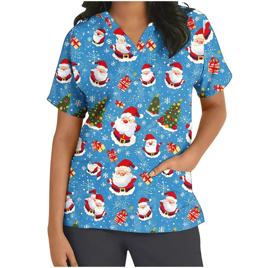 Schöne Druck Peeling Krankenschwester Uniform Frauen Cartoon Zahnklinik Krankenhaus Arzt Arbeitskleidung Frauen Kurzarm Casual Top