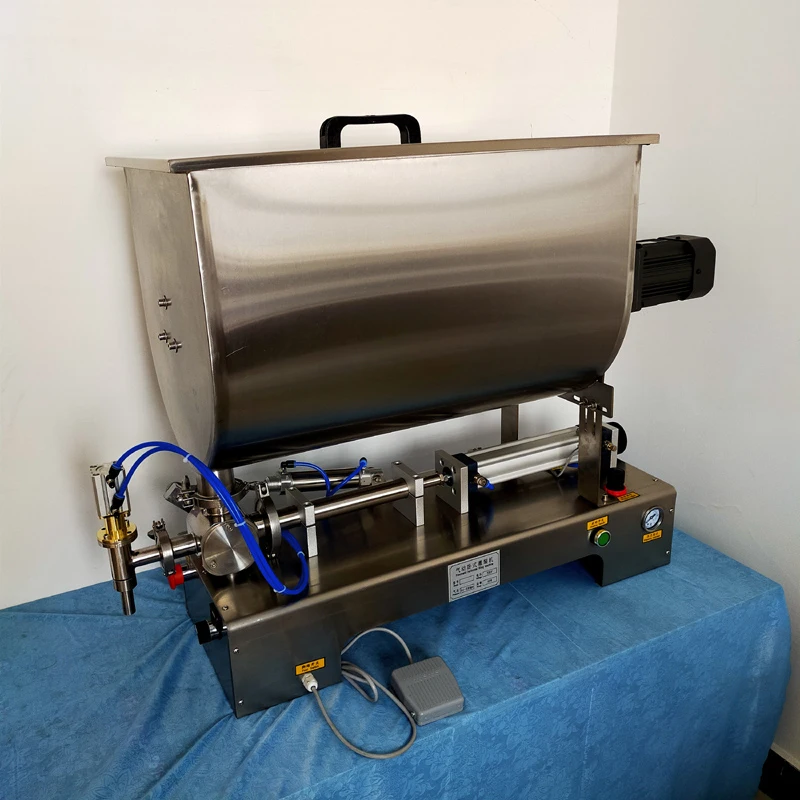 

A New Semi-Automatic Liquid Filling Machine With Heater And Mixer For Small Cola Juice Packaging