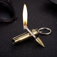 New Cigar Igniter Metal Bullet Shape 10000 Times Kerosene Lighter Keychain Open Flame Cigarette Lighters & Smoking Accessories