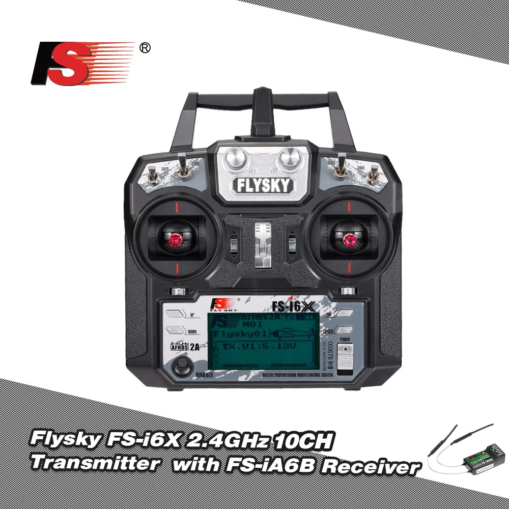 

Flysky FS-i6X 2.4GHz 10CH AFHDS 2A RC Transmitter with FS-iA6B Receiver for RC Drone Airplane Helicopter