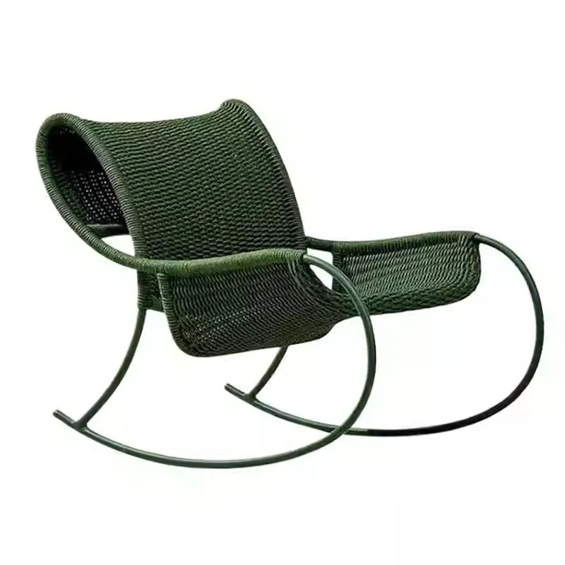 Outdoor courtyard rope chair three-piece sofa chair villa balcony terrace rocking chair leisure chair rattan coffee table