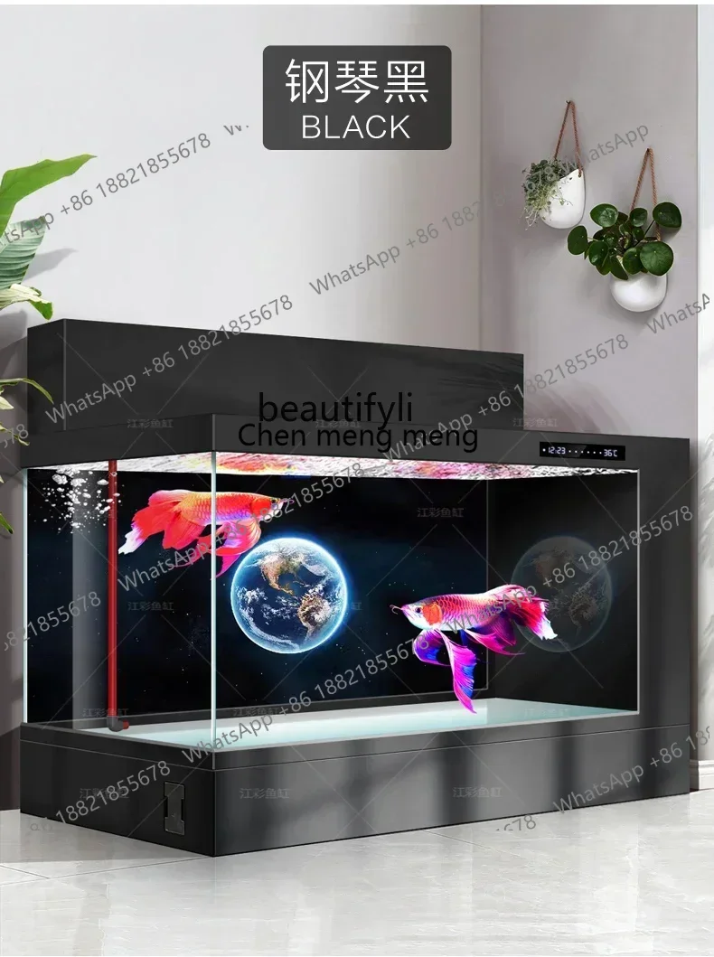 

new Fish Tank Aquarium Double Filter Aluminum Alloy Koi Traditional Fermination VAT Super White Glass Change Water Living Room H