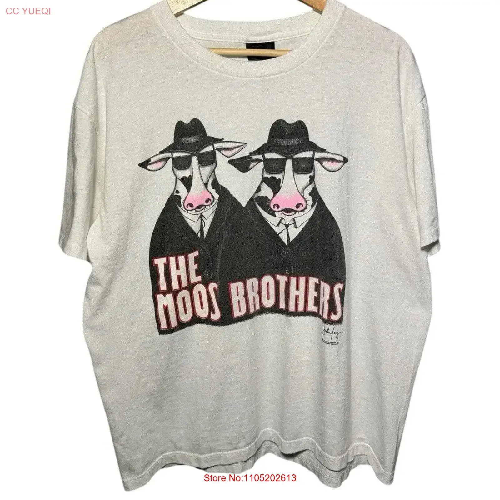 

Vintage 1987 Moos Brothers Blues Parody ArT T Shirt White XL vintage Washed Soft Comfortable Unisex homme Top For Everyday Wear