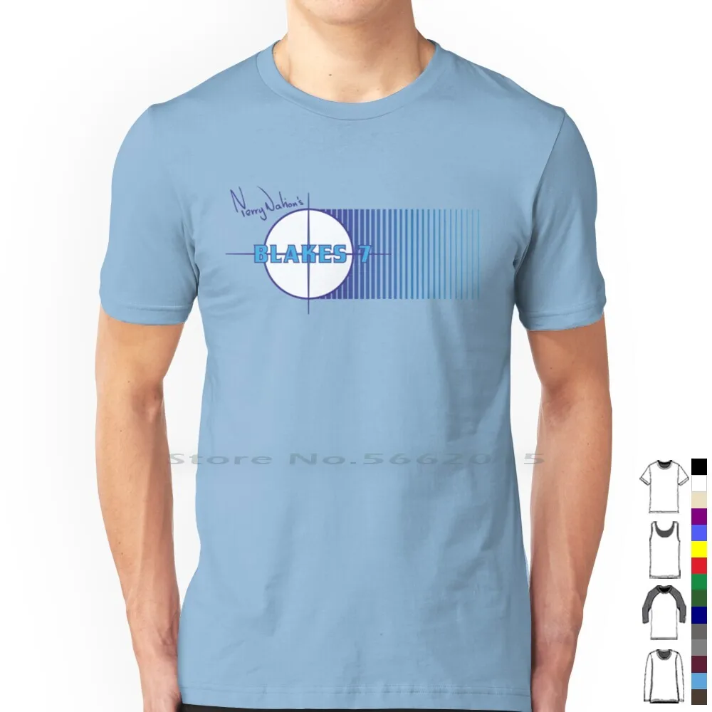 Blake's 7 ( Magazine Logo-Blue ) 1983 100% Cotton T Shirt Blakes 7 Blakes Seven Cult Tv Sci Fi Science Fiction Tee Short Sleeve