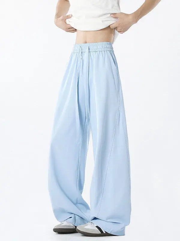 

Dopne Blue Curved Knife Casual Pants Men's Summer Dstring American Sle Ice Silk Qui Dry Wide Leg Trousers