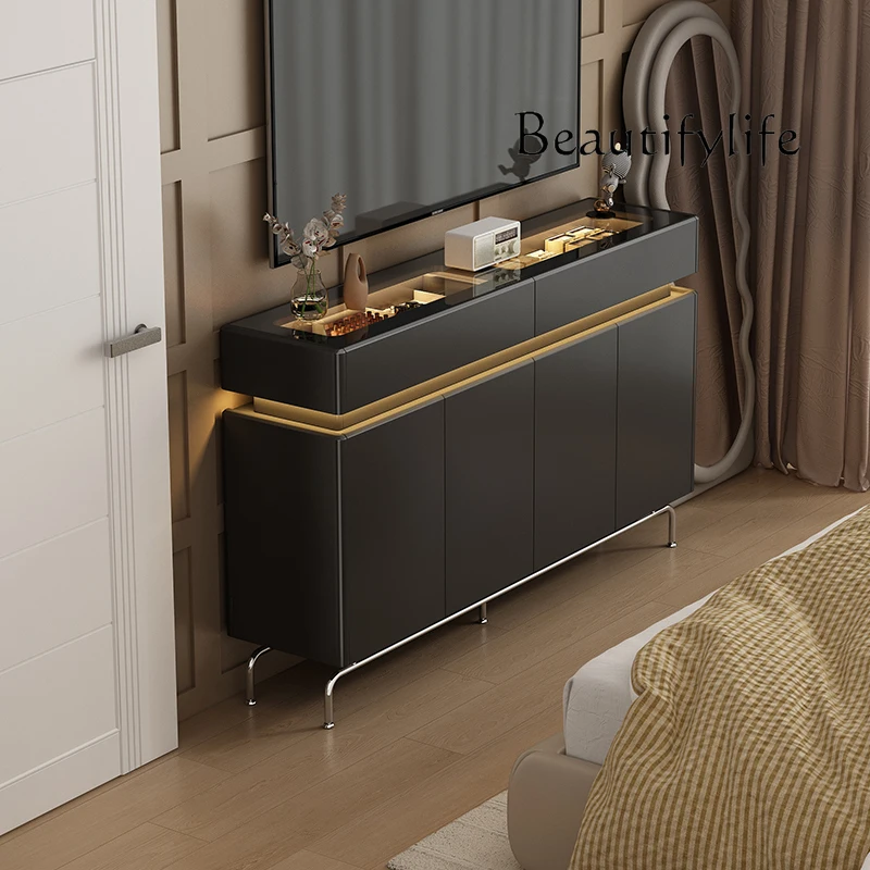 

Medieval style integrated Italian high-end home black TV cabinet