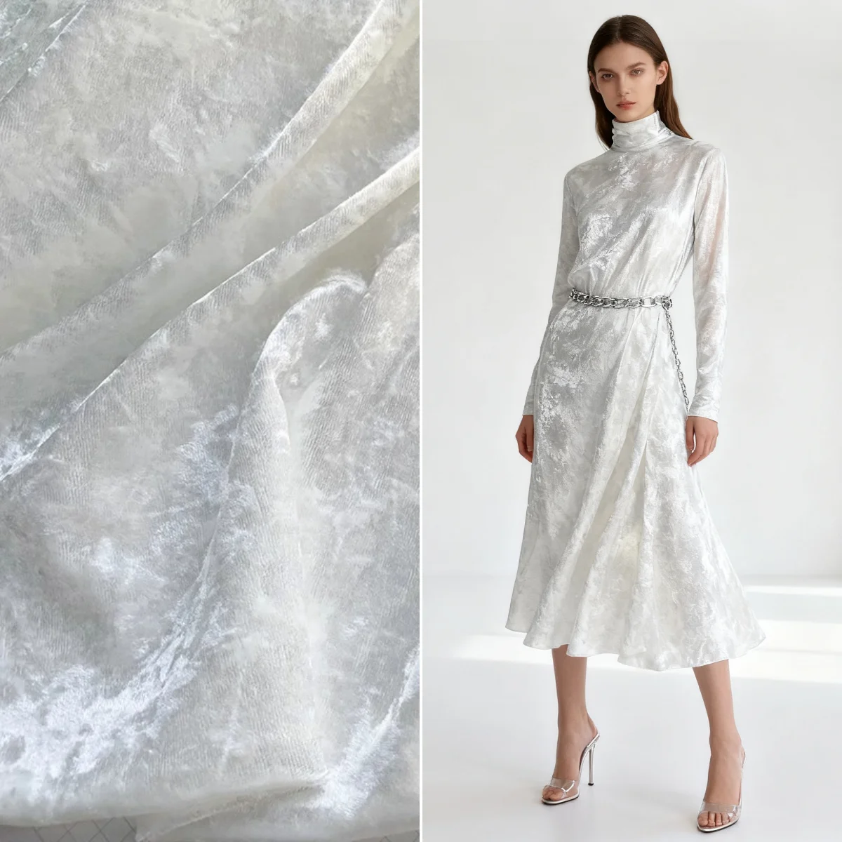 

White Black Diamond Gloss Velvet Fabric Sewing Dress Stage Clothing DIY Curtains Tablecloth Sofa Cover Soft Fabric