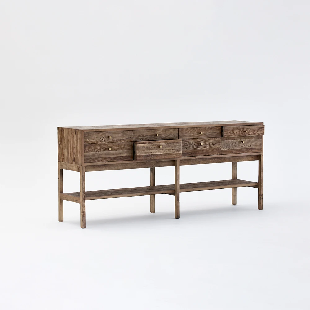 

Nordic-style Matt Black Recycled Elm Side Table Modern Side Table Living Room Furniture