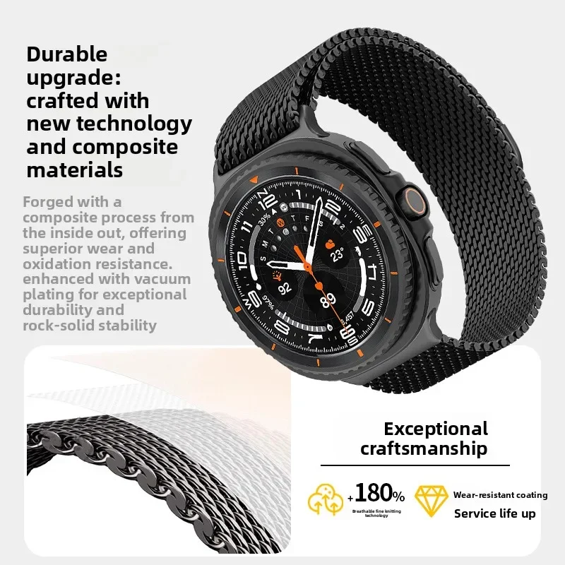 Applicable Samsung Watch Strap Ultra2 2026 Watch with Coarse Mesh Milanese Watch 8Classic Metal 9th Generation Magnetic Suction