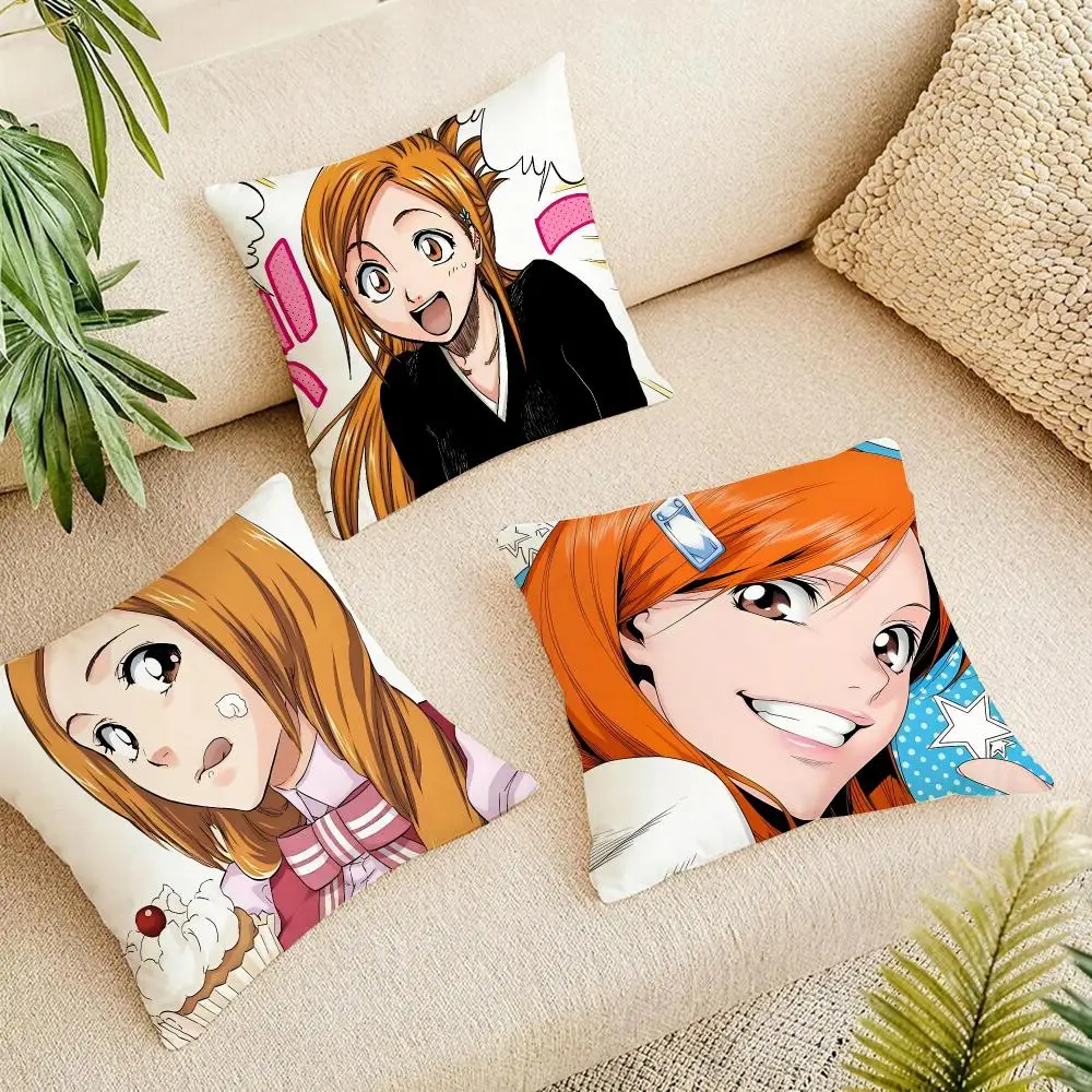 Anime Orihime Inoue B-BLEACH Cushion Cover Linen Square Pillow Case Naturally Durable Hypoallergenic Gentle On Sensitive Skin
