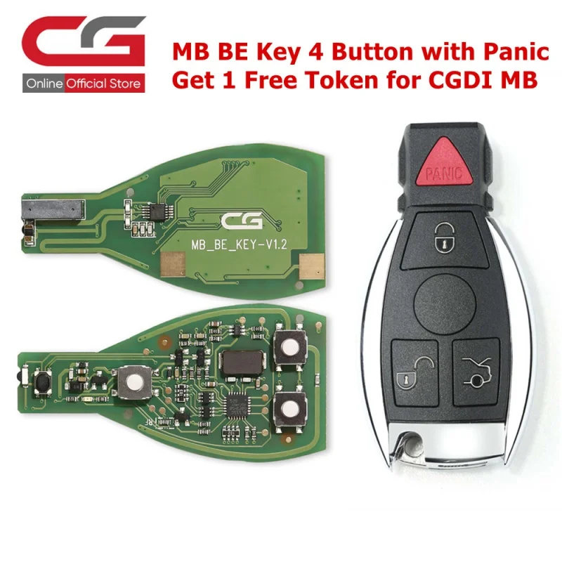 

CGDI CG MB BE Key 4 Button with Panic for All Benz FBS3 315MHZ/433MHZ Work with CGDI MB and Get 1 Free Token