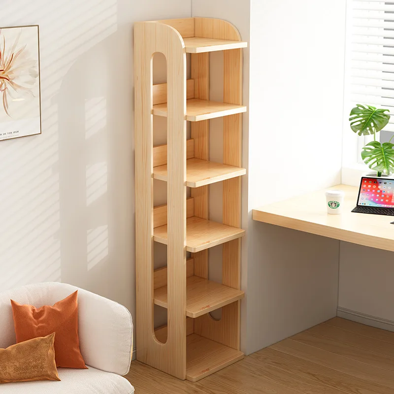 Solid wood bookshelf Floor-to-ceiling household multi-layer shelf Living room wall locker Free combination lattice cabinet Bookc