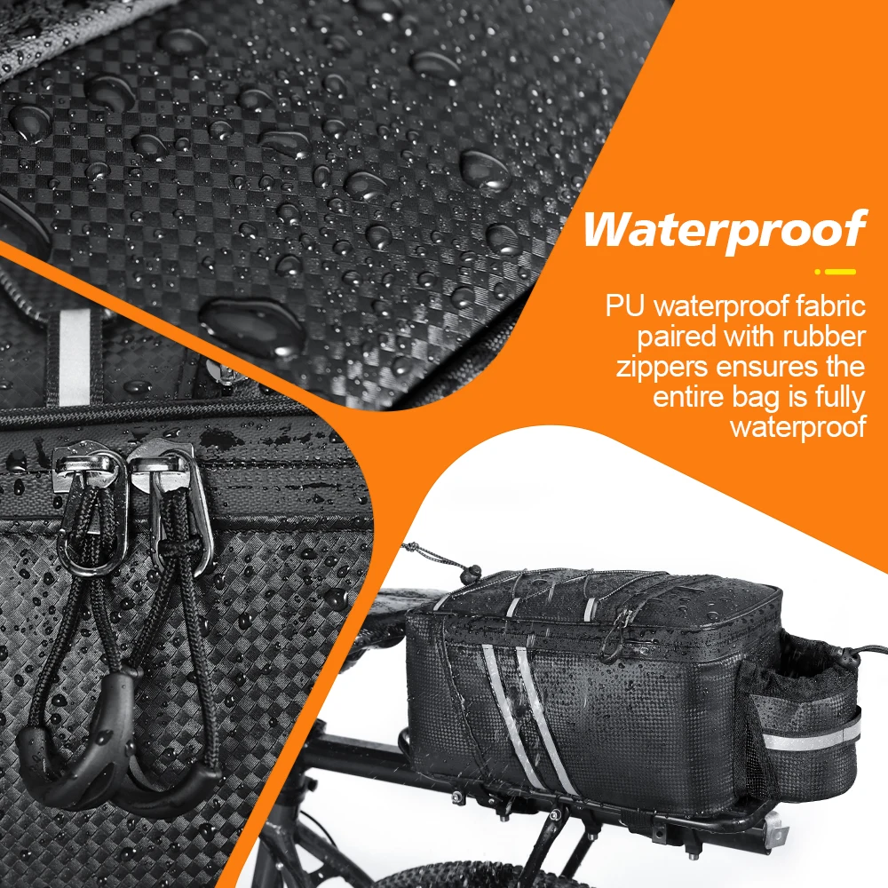 NEWBOLER 10L Fahrrad-Gepäckträgertasche, wasserabweisende Fahrradtasche, Fahrrad-Rücktasche, Bikepacking-Zubehör – Detail 2