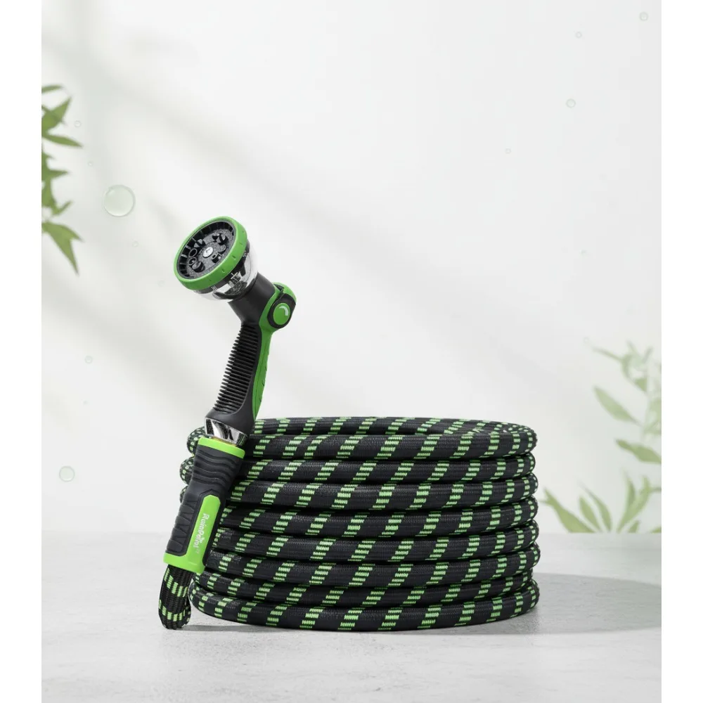 

50ft Metal Garden Hose No-Kink 304 Stainless Steel with 10-Mode Nozzle, Flexible & Lightweight for Easy Watering