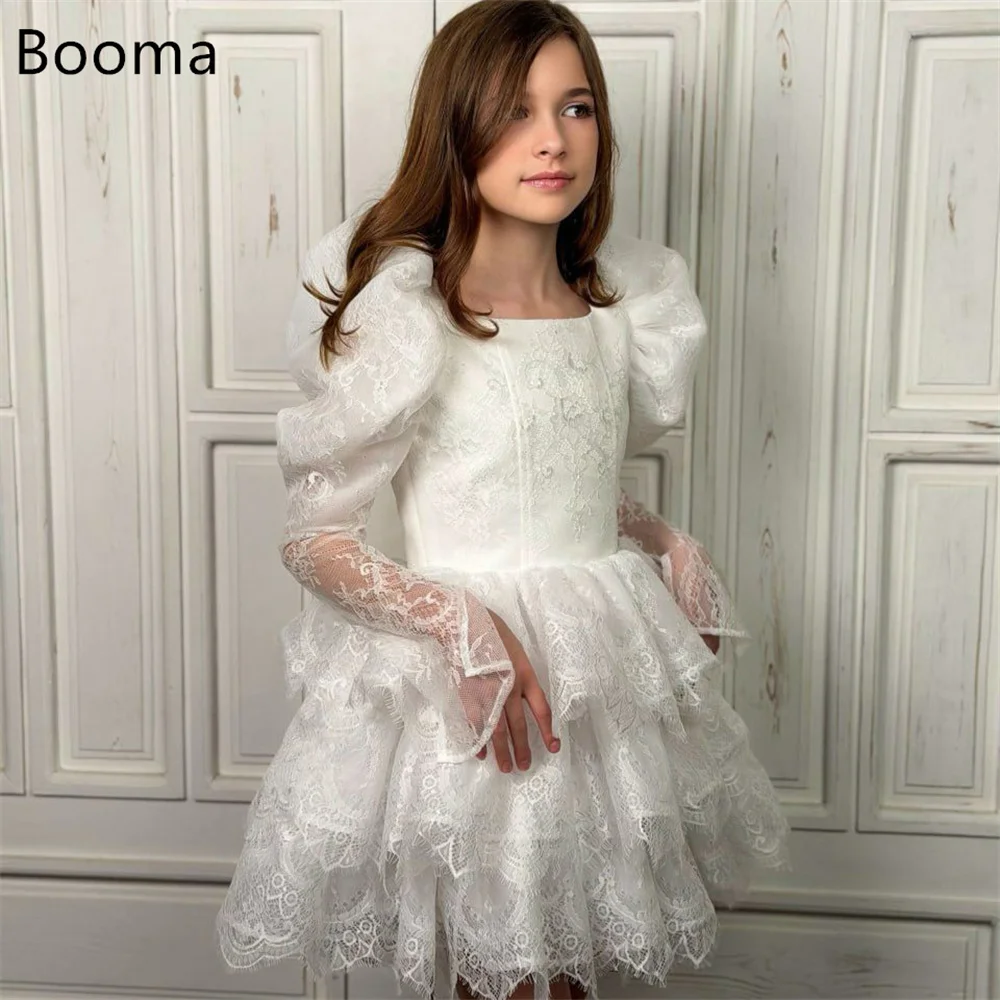 

Booma A-Line Square Neck Pleat Lace Flowers Girl Dresses Wedding Party Dress for Kids Flowers Girls Prom Gowns Customized