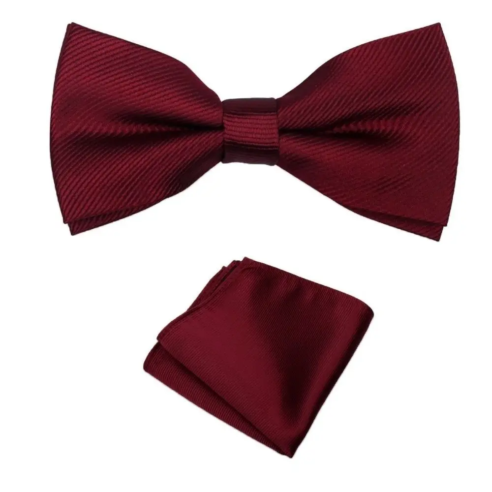 Corsage Set Solid Color Bow Tie Set Collar Handkerchief Pocket Square Set Polyester Pre-tied Bowtie Wedding Accessory Set Party