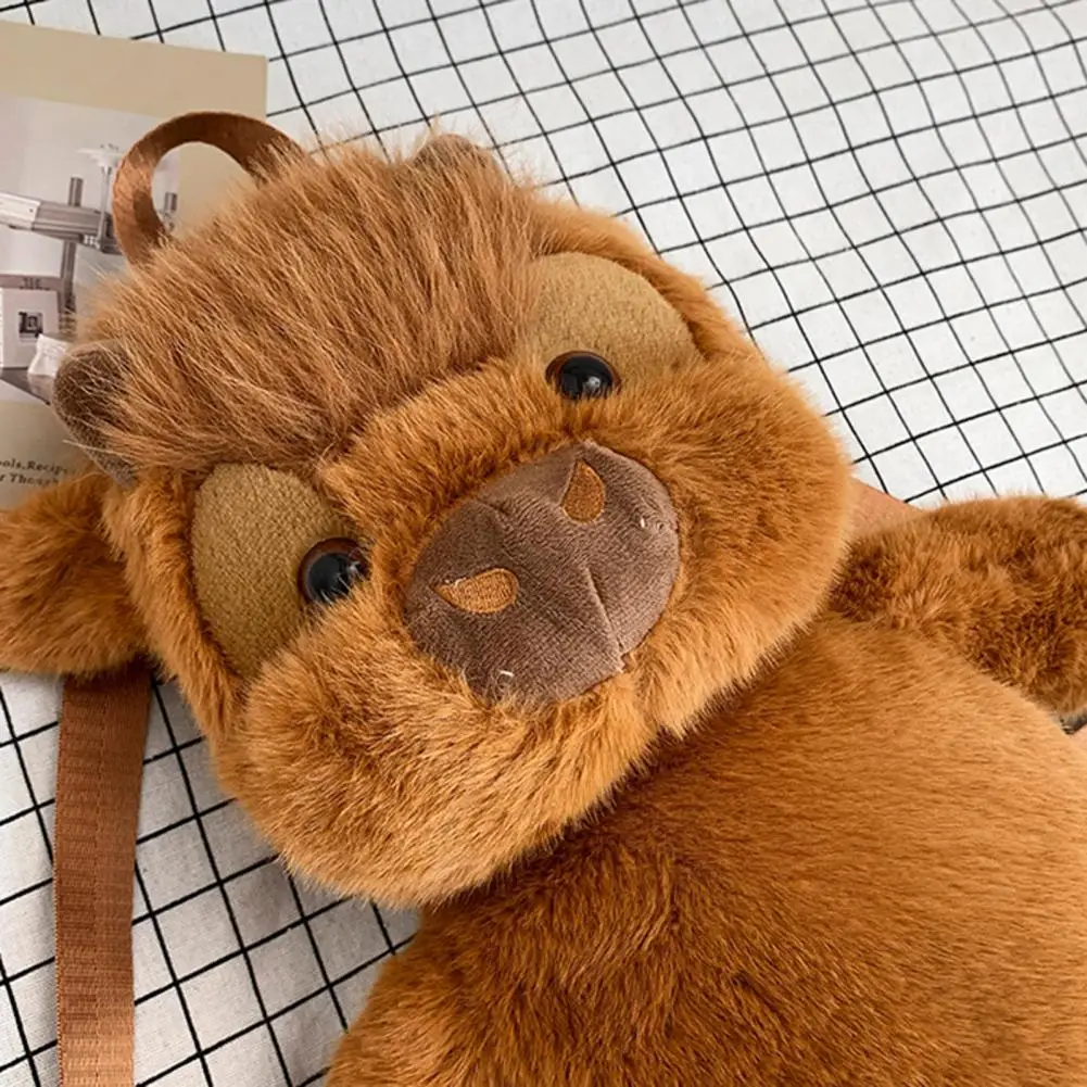 3D Niedlicher Kuh-Plüschrucksack für Kleinkinder Weicher Kuschelbarer Rinder-Stofftier-Tagesrucksack Verstellbare Träger Süßer Tier-Schulranzen
