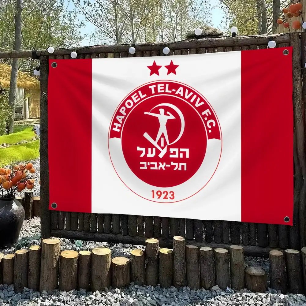 I-Israel H-Hapoel Tel Aviv City FC Flags Custom Wall Hanging Background Art Banner For Bedroom Home Living Room Outdoor Decor