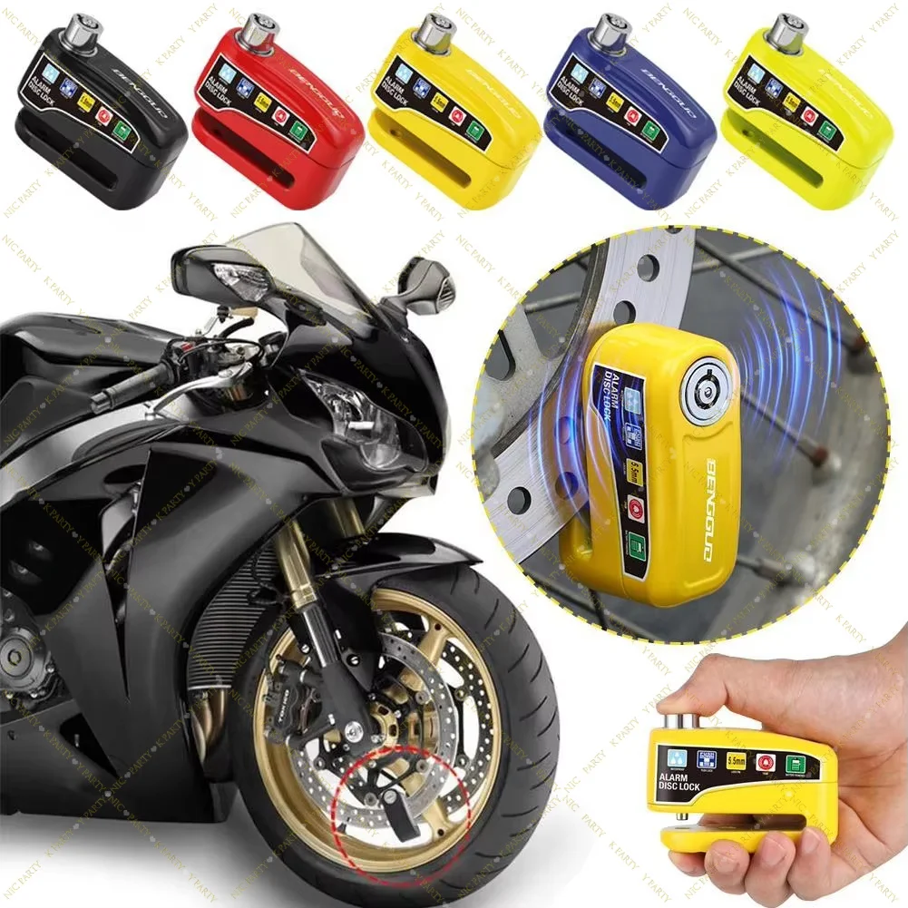 Scooter Safety Lock Motorcycle Bicycle Waterproof Anti-Theft Aluminum 110dB Alarm Lock Wheel Disc Brake Alloy Safety Moto Tool