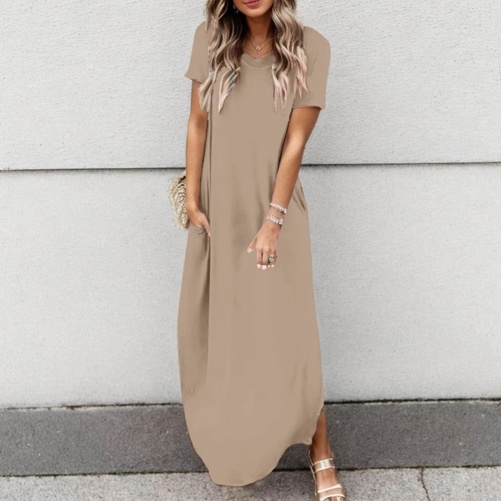 

Summer Sexy Women Dress Oversized Solid Casual Short Sleeve Maxi Dress For Women Long Dress Vestidos Lady Dresses Oversized