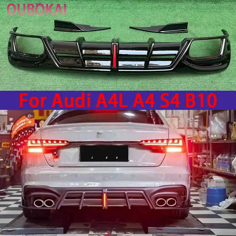 Für Audi A4L A4 S4 B10 2020+ Glänzend schwarzer Heckdiffusor aus Kohlefaser, Heckspoiler, glänzend schwarze Hecklippe