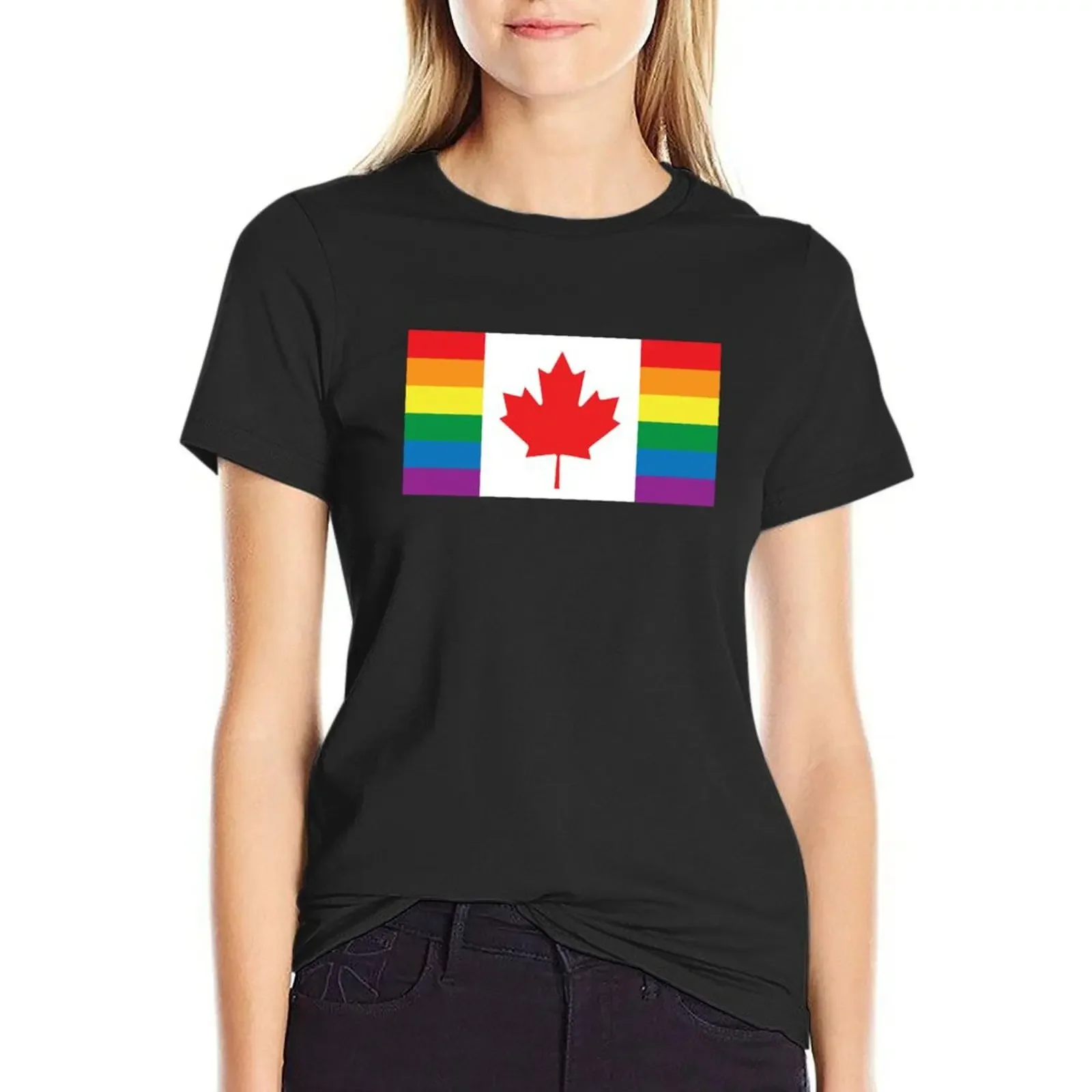

Canada [Rainbow flags] T-Shirt plus size tops plus sizes customizeds cute tops T-shirts for Women