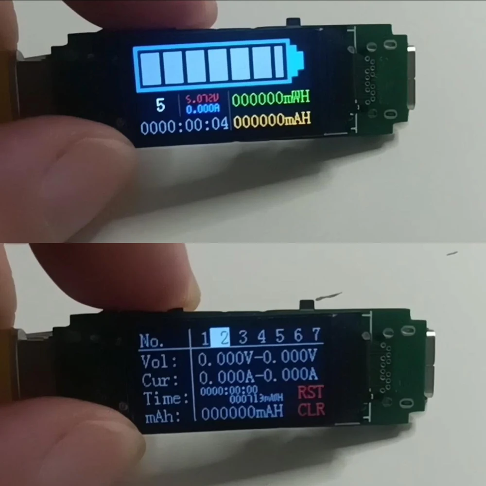 Imagem -03 - Bidirecional Tipo-c Usb Tester 5a Voltímetro Amperímetro Corrente de Tensão qc pd Decodificar Carga Rápida Carregamento da Bateria Emissor Temporizador Medidor