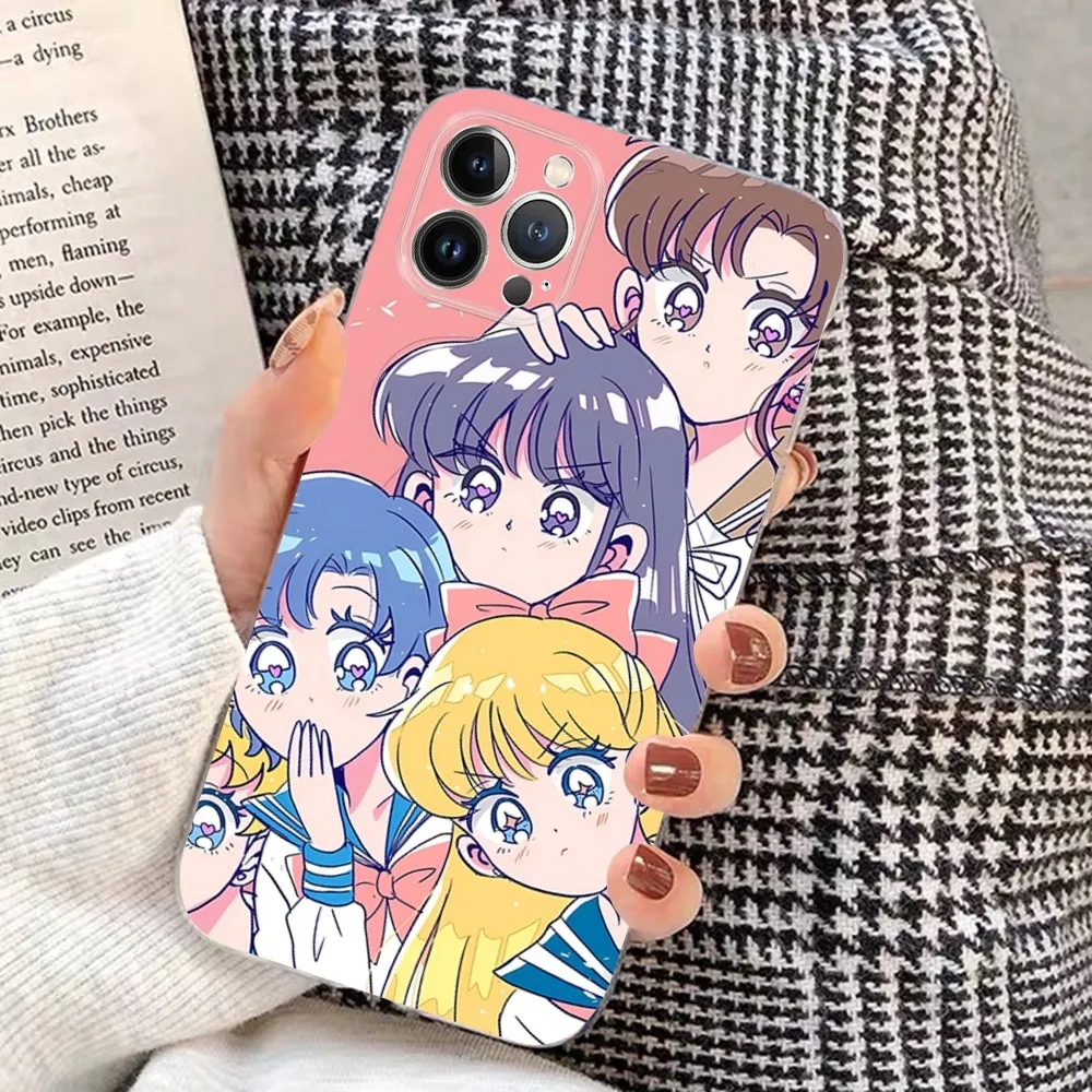 S-Sailor Anime M-Moon Phone Case For iPhone 15 14 11 12 13 Mini Pro XS Max Cover 6 7 8 Plus X XR SE 2020 Funda Shell