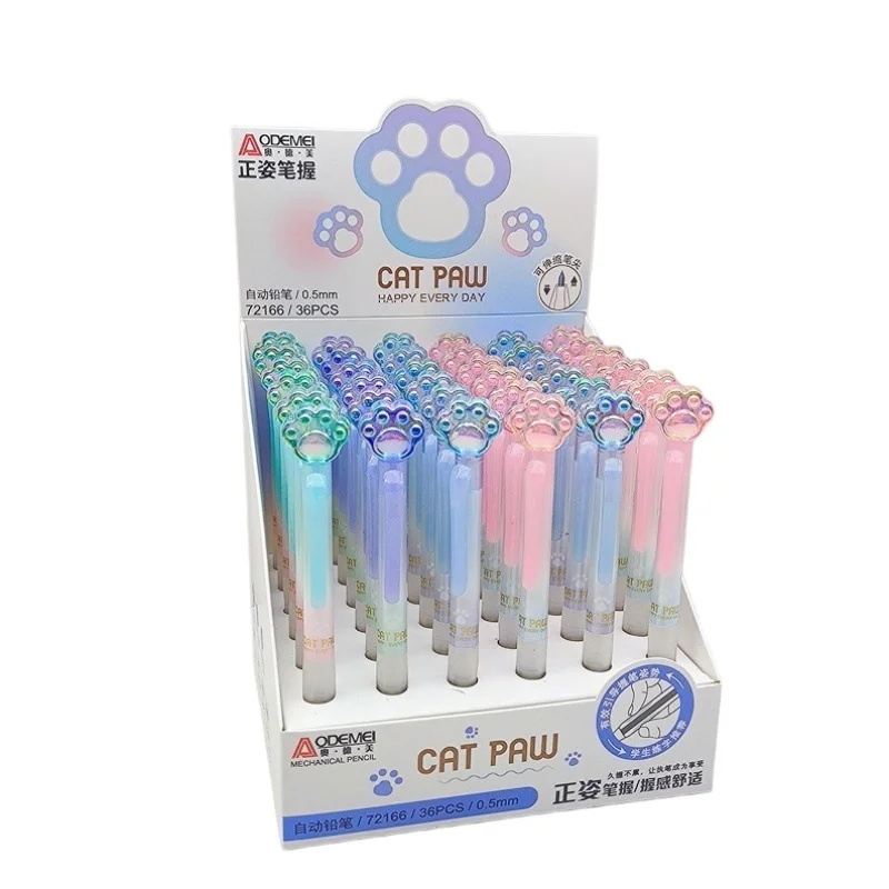 36pcs/lot Kawaii Cat Paw Mechanical Pencil Cute 0.5MM/0.7MM Drawing Writing Automatic Pen School Office Supplies view 5