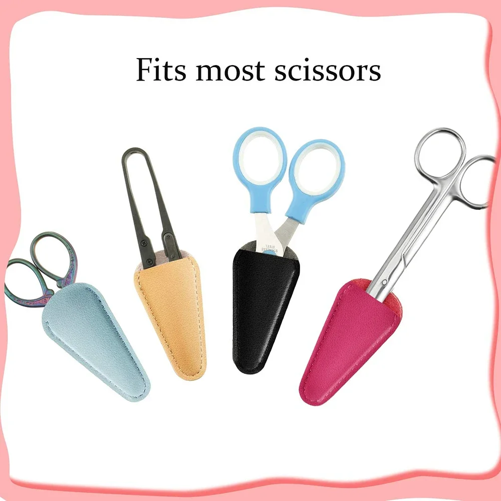 4/3Pcs Scissors Sheath Safety Leather Scissors Cover Protector Colorful Sewing Embroidery Scissors Sheath Blade Covers DIY Craft