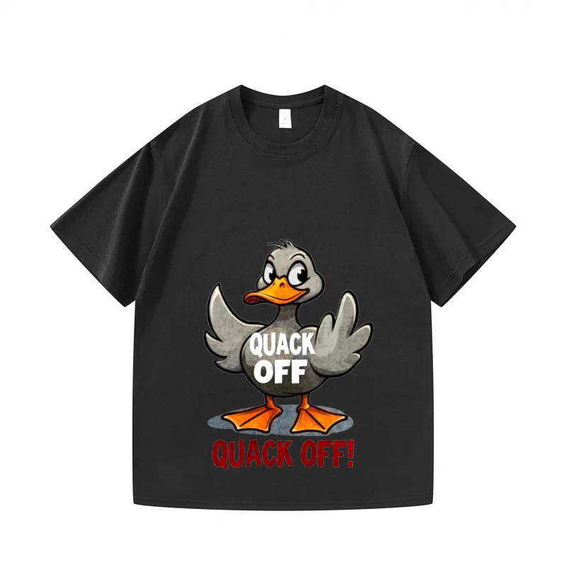 

Men's T-shirt Black Quack Off Duck Printed Casual Summer Wear Funny Graphic Tee for Daily Use
