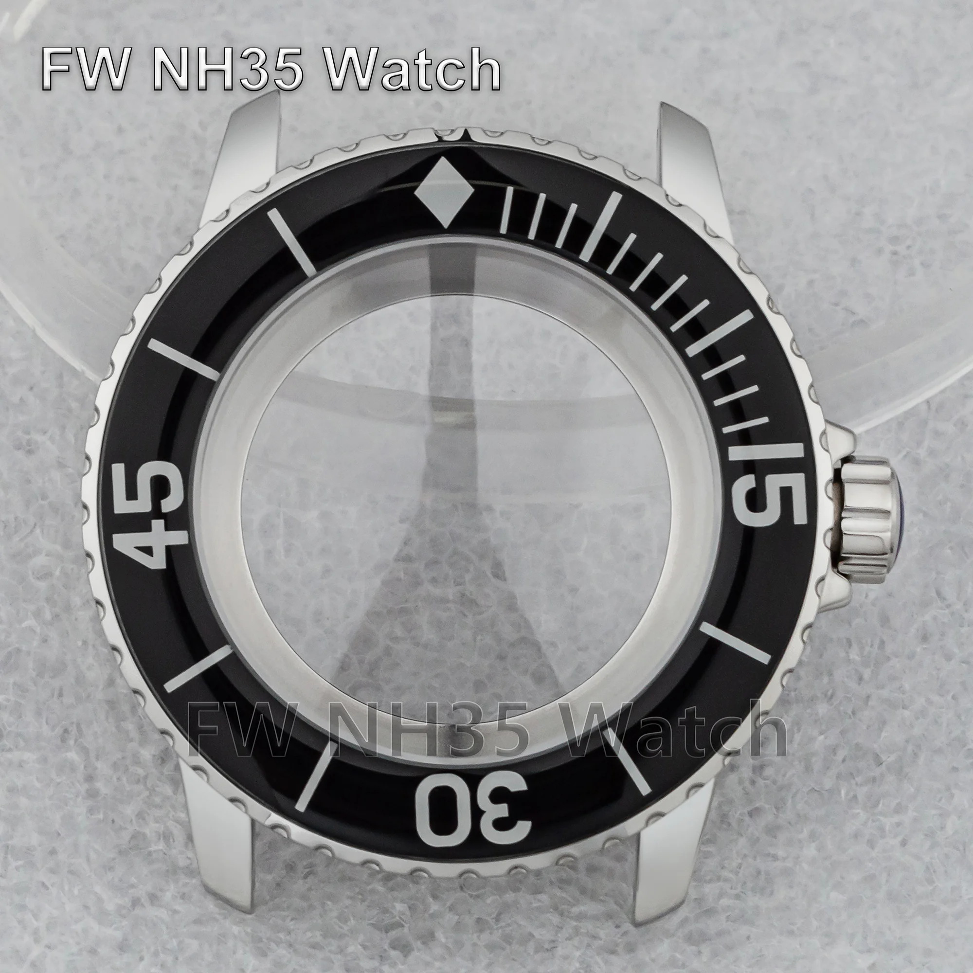 45mm Watch Case 10ATM Waterproof Stainless Steel Case for Fifty Fathoms Watch Mod Parts Fit NH35 Movement DIY Watch Accessories