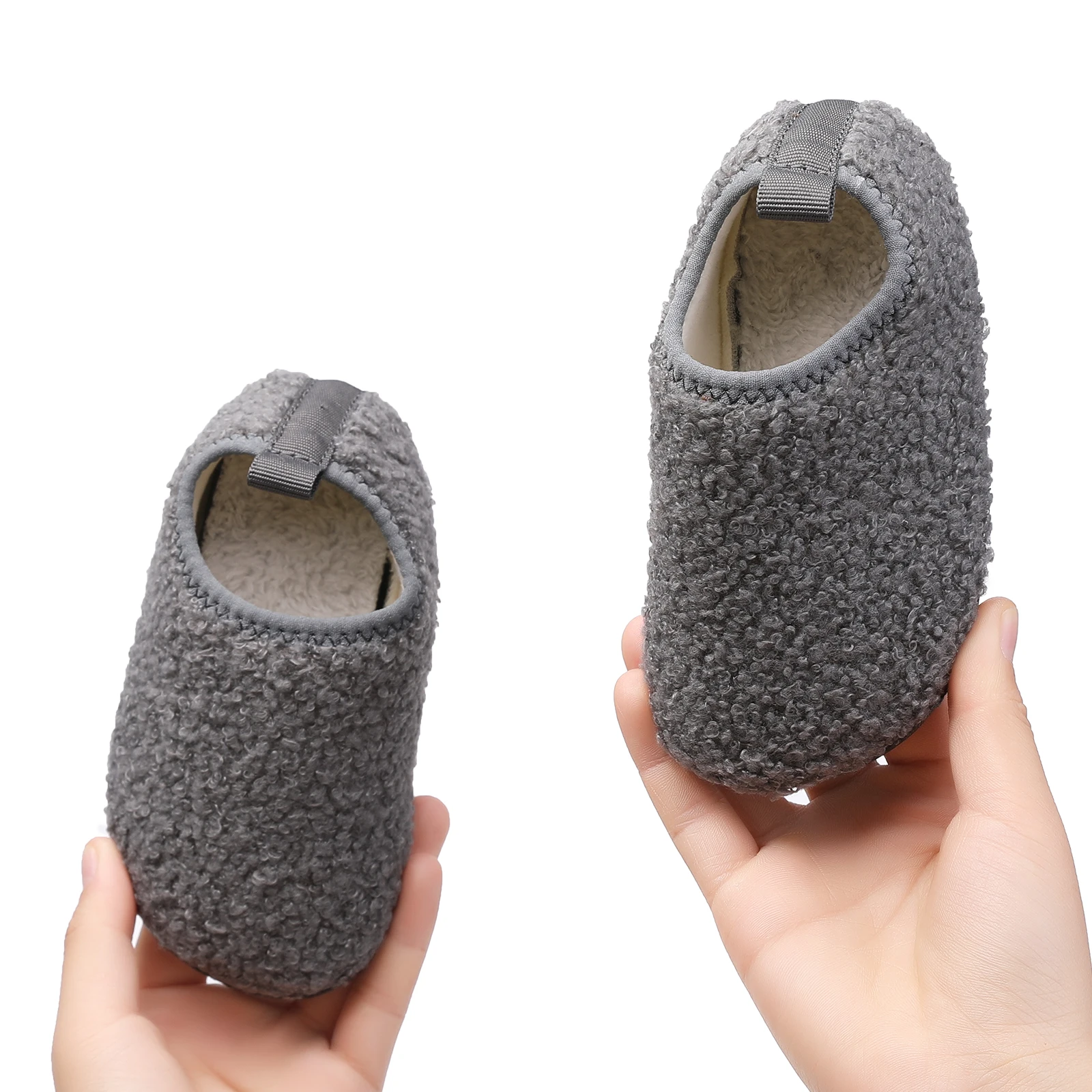 Children Cotton Slippers Solid Warm Kids Winter Home Shoes Boys Girls Plush Floor Shoes Indoor Soft Sole Anti-slip Cotton Shoes