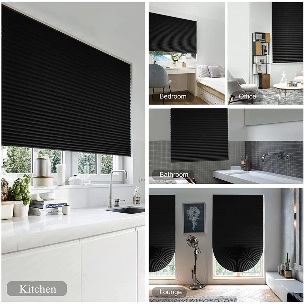 Shading Curtain Portable Roller Blinds Blackout Curtain Self-Adhesive Fully Blackout Curtains Black Cloth Home Office Decoration