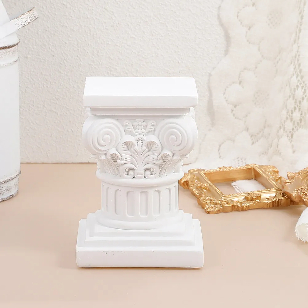 2 pcs Decoration Ornament Home Halloween Christmas New Year Centerpiece Table Stand Column Decorative Artistic Sculpture White
