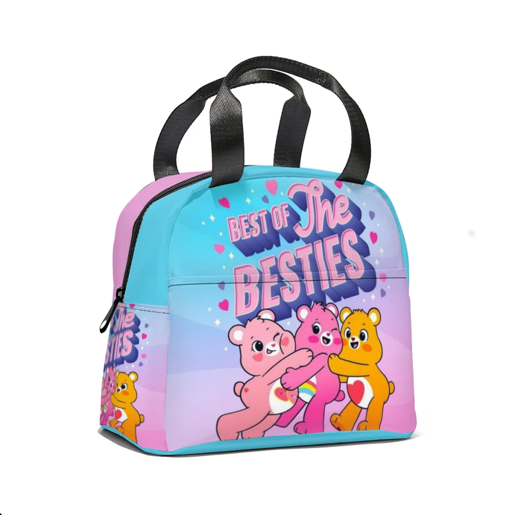 Care Bears Portable Lunch Bag Food Thermal Box Durable Cooler Lunchbox with Shoulder Strap Picnic Bag Office