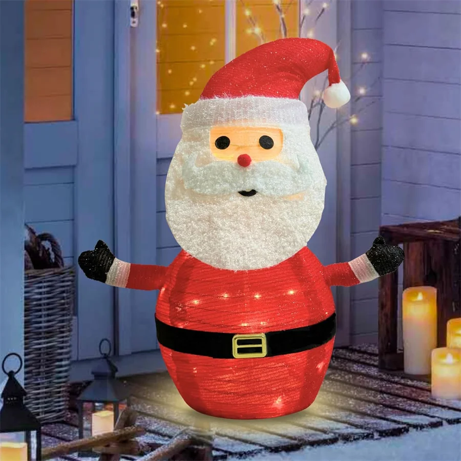 Lighted Pop-UP Christams Santa Claus Decoration Battery Powered Collapsible Pre-lit Snowman Santa Claus for Outdoor Garden Decor