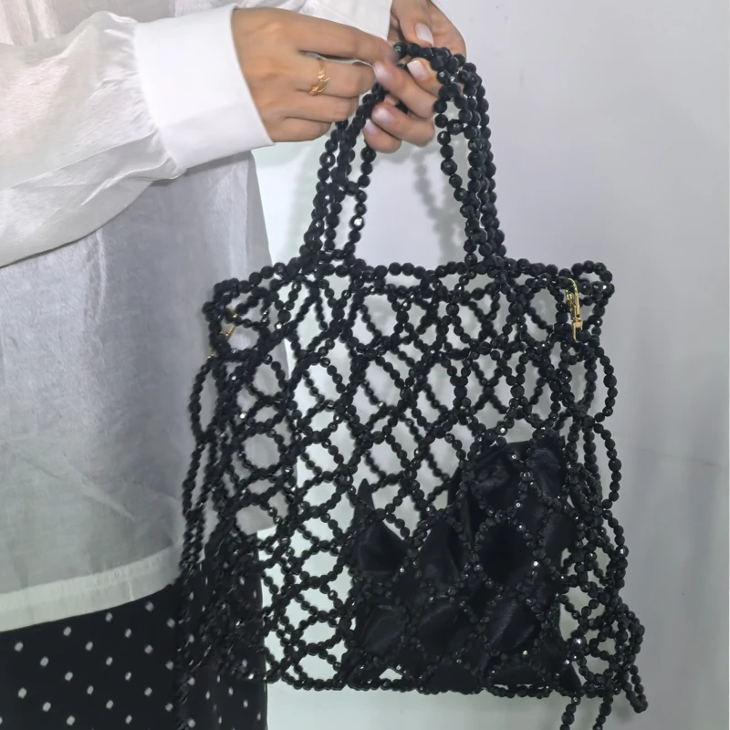 جديد متعدد الاستخدامات مصمم حقائب المرأة الاكريليك الجوف Crossbody اليد حقيبة من القماش عالية الشعور الأسود حقيبة يد للسيدات 2025
